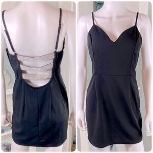 Charlotte Russe Little Black Spaghetti Strap Rhinestone Party Micro Mini Dress L